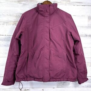 Lands End Squall Jacket Womens M Burgundy Purple Waterproof Fleece Lined Coat